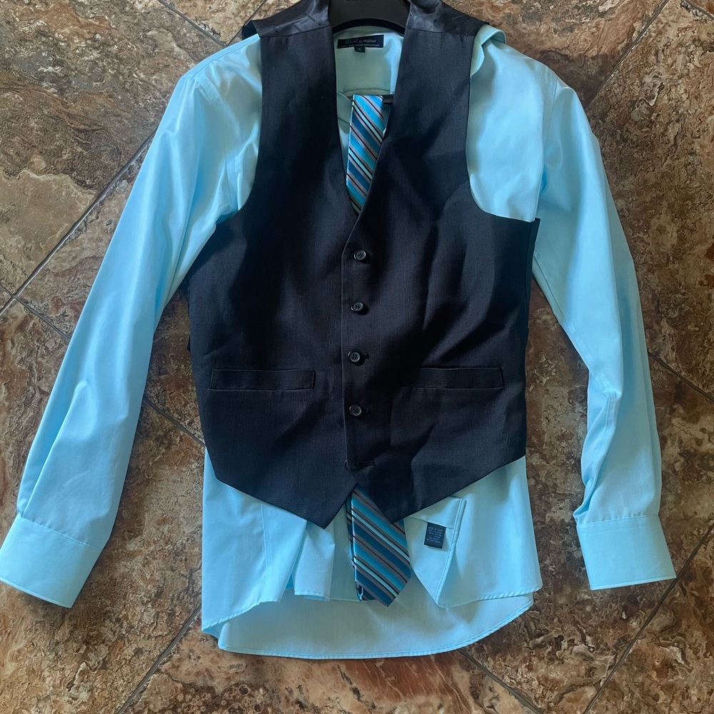 nOir Jewelry Black and Blue Vest with Two-Tone Design